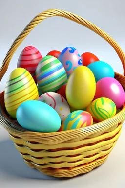 generate me an easter basket with easter eggs inside 3d full