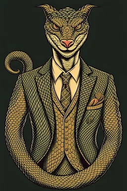 Mythical serpent dressed in a suit