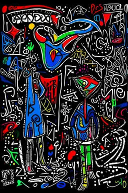 expressionism, Pixar style, in abstract art Basquiat, Picasso, Miro, Kandinsky, Klee, Birell, Fairey, Ardon, Buffet and Picasso style, HD --s 750 --v 5.1 --style raw, water color, black background