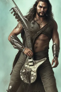 Jason Momoa like a cyborg,playing guitar