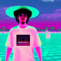 Vaporwave pool person