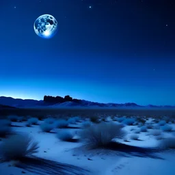 blue arizona with a moon and starry sky but desolate and cold