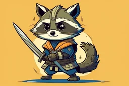 cartoon Racoon holding a sword