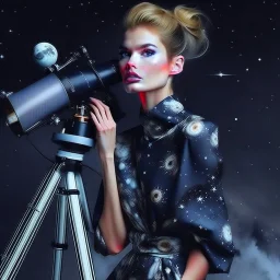 A female fashion model is also an astronomer.