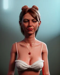 waitress woman muppet head, skin body, skin arms, concept art, retro style, smooth, unreal engine 5, god lights, ray tracing, RTX, lumen lighting, ultra detail, volumetric lighting, 3d.