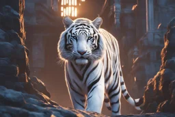 White tiger in 8k anime cgi artstyle, venom them, warrior beast, neon effect, close picture, full body, apocalypse, intricate details, highly detailed, high details, detailed portrait, masterpiece,ultra detailed, ultra quality