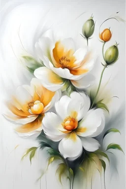 Ambrosia flower oil painting on white background
