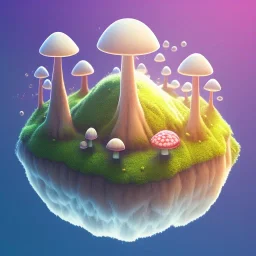 100mm photo of isometric floating island in the sky, surreal mushroom with jewels, intricate, high detail, behance, microworlds smooth, macro sharp focus, centered