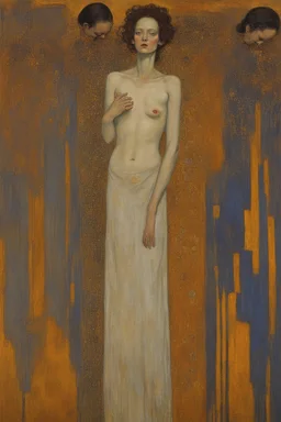 transcending the burden of past grievances weighing down their heavy hearts; Neo-Expressionism; Klimt; beautiful; transcendent