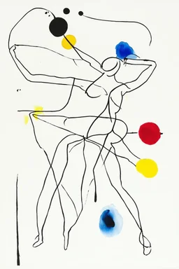 Reprezentare grafica moderna figurativa cu simboluri ,minimal art similar cu desenele lui Picasso , a unui desen facut de un autist , reprezentand o dansatoare de samba , în stilul combinat acuarelei umede a lui Joan Miro si cu filigran lineart minimal a lui Jean Cocteau cu Paleta de culori impresionista cu culori putine si tari. Fond alb si linii color subtiri si paralele, cu umbre de lumina cu hasuri incrucisate