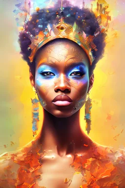 a beautiful black queen, color field painting, impessionism,