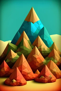 mountain 3D Paul Klee style