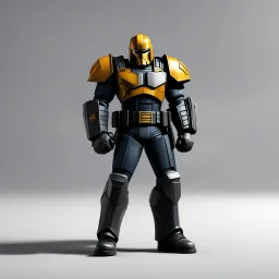 In 3d Mikros animation style. Judge Dredd about to arrest a perp on a neutral grey background