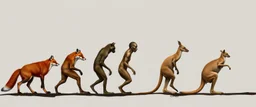 a study of evolution from foxes to kangaroos to humans, stage by stage. 5 stages, "you know its true" title