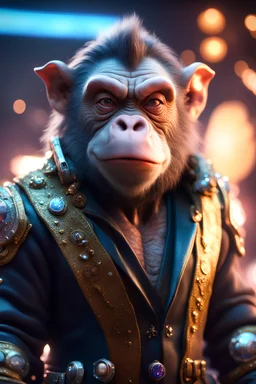 really macho pimp Robert de Niro orc monkey captain chat pig that go hard , in front of space portal dimensional glittering device, bokeh like f/0.8, tilt-shift lens 8k, high detail, smooth render, down-light, unreal engine, prize winning