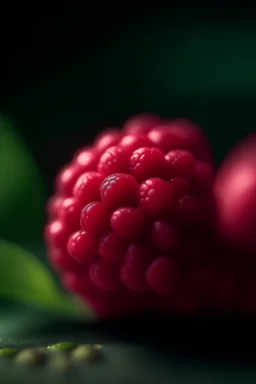 macro photo of raspberry, shot on Hasselblad h6d-400c, zeiss prime lens, bokeh like f/0.8, tilt-shift lens 8k, high detail, smooth render, down-light, unreal engine, prize winning