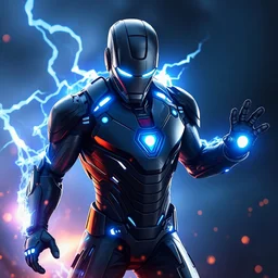 future ironman in full black with blue energy