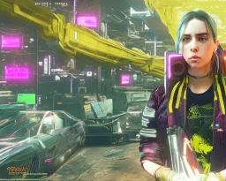 Billie Eilish, in stockings, cyberpunk2077