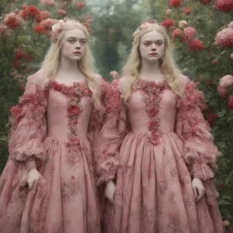 Elle fanning and dakota fanning as flowers, red, 1780