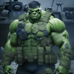 Green Hulk dressed in Navy Seal combat gear