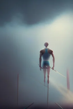 pole vaulting champion, trending art, 8k, depth of field, volumetric fog