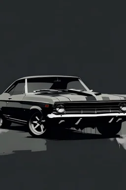 Minimalistic painting of old muscle car