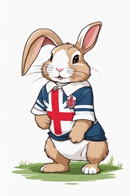 Cute bunny wearing an england rugby jersey