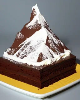 Matterhorn model made of chocolate cake and cream