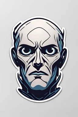 A minimalistic fantasy sticker of a insomniac's face