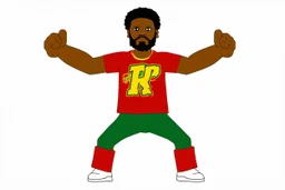 cartoon rasta in tpose white background