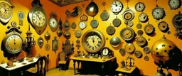 A golden realm filled with clocks painted by Salvador Dali