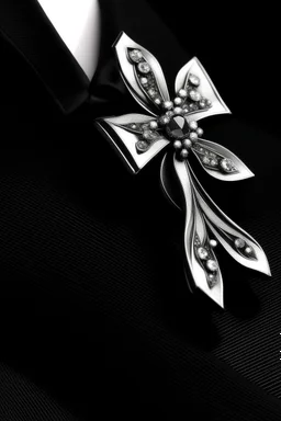 Black tie Contains silver brooch