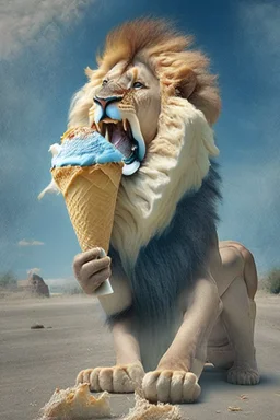lion eating ice cream