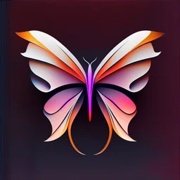 symetry!!, butterfly!!, logo, NFT, futuristic, colorful, curves, lines, shadow, simple, sideview, gradient