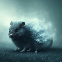 All Black Feild mouse, white smoke, dark, rage, high definition, ultra 8 k, volumetric lighting, blue fire, fog