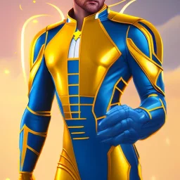 Cosmos super hero, yellow costume,4k image, full body man