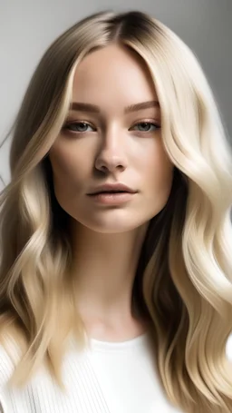 Model using middle part haircut with blonde color hair