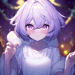 Clear focus, High resolution, A anime kid, cute, rough line skecth, hard shading, stars around 1girl, short dark cyan hair, fluffy short fluffy cut, purple eyes, hair covering both eyes