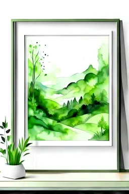 Aquarell Landschaft Abstrakte Wand Kunst Drucke, Grüne Wand Kunst, Grüne Wand Dekor, Grüne Wand Drucke, Landschaftskunst