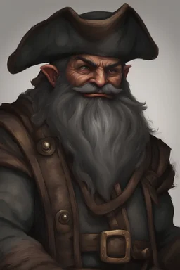 Dark Grey skin Dwarf Male Pirate