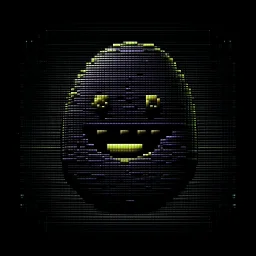 Highly detailed high quality pixelated art giant eggplant emoji, graphic design, dark aura background