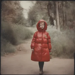 Disney alice, red, autochrome, plastic puffy jacket