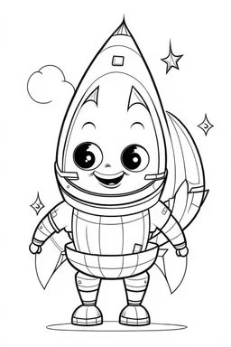 outline art for cute Rocket coloring pages with sitch, white background, Sketch style, full body, only use outline, toddlers style, clean line art, white background, no shadows and clear and well outlined.