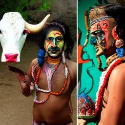 indian god with cow head and human body painting