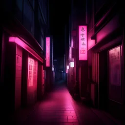 Narrow Kabukicho alley, 80's retro, pink neon color grading,