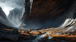 The Valley of the shadow of death. a crack in the cliff walls full of white hot magma. dark fantasy concept art, exquisite realism, a masterpiece, dynamic lighting, hyperdetailed, intricately detailed, deep color, Unreal Engine, volumetric lighting , Epic cinematic brilliant stunning intricate meticulously detailed dramatic atmospheric maximal,