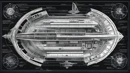 schematic cut of a sailing spaceship