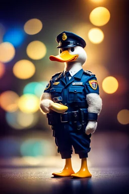 doping a duck policeman, bokeh, downlight, prize winning, depth of field, in the style of ivo caprino, backlight, aura