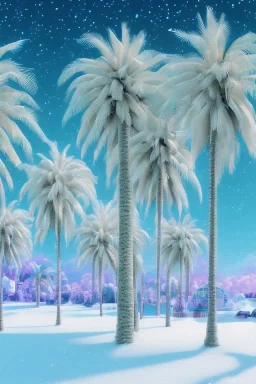 1980's vaporwave aesthetic palm trees in Christmas winter