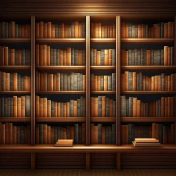 Generate an image of a table with wooden shelves and a warm, inviting atmosphere. The bookshelf should be well-lit with soft, natural lighting. The empty shelves should be neatly organized and evenly spaced. The background should be slightly blurred to emphasize the empty bookshelf. The overall composition should be visually appealing and suitable for showcasing custom book covers.